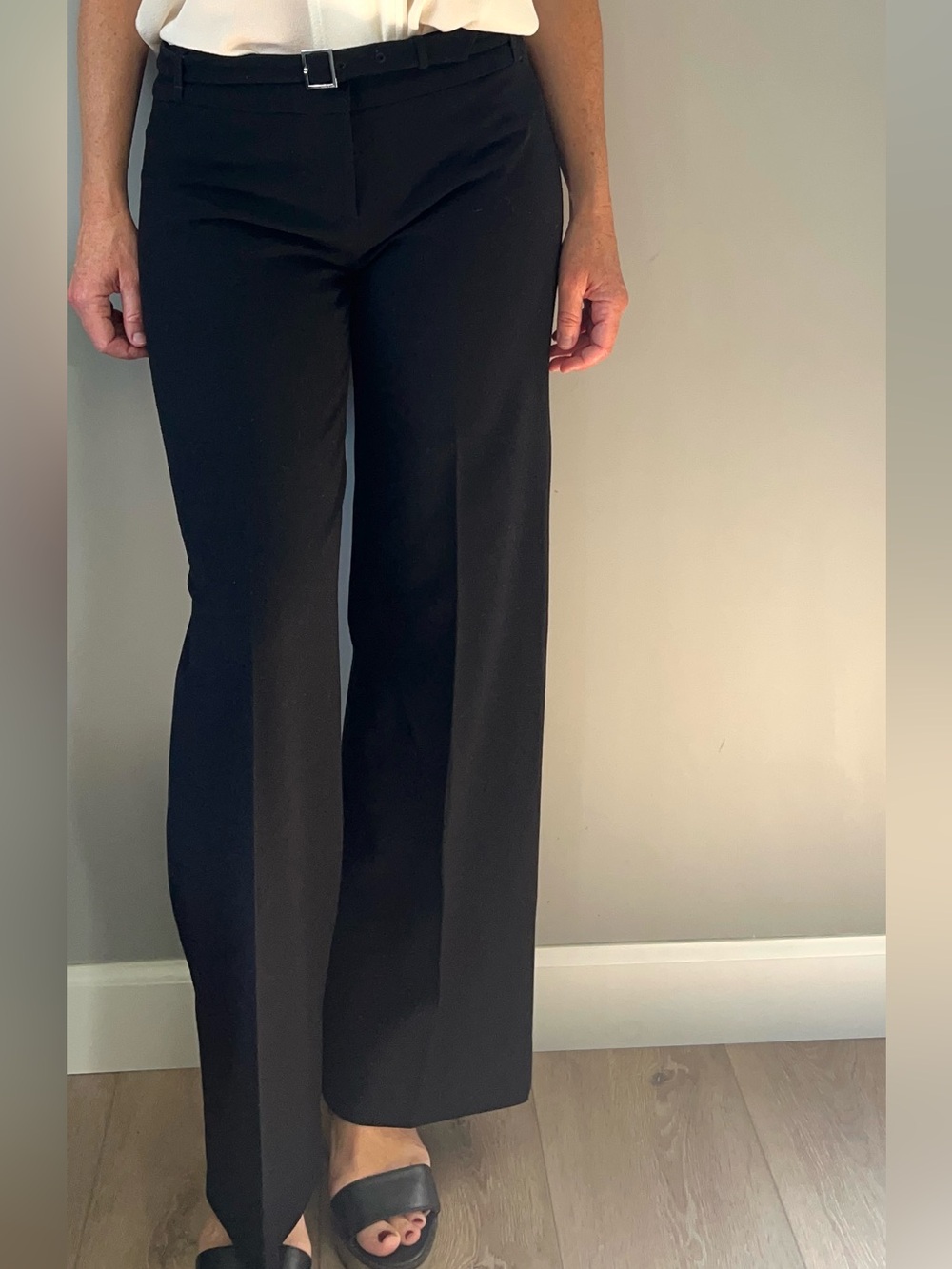 Karen Millen Classic Black Wide-Leg Wool Trousers 4